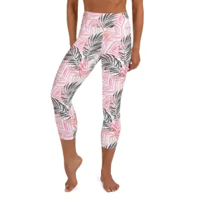 Soft Pink Tropical Yoga Capris