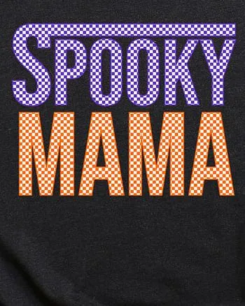 Spooky Mama Checkered Short Sleeve Graphic Tee | Black