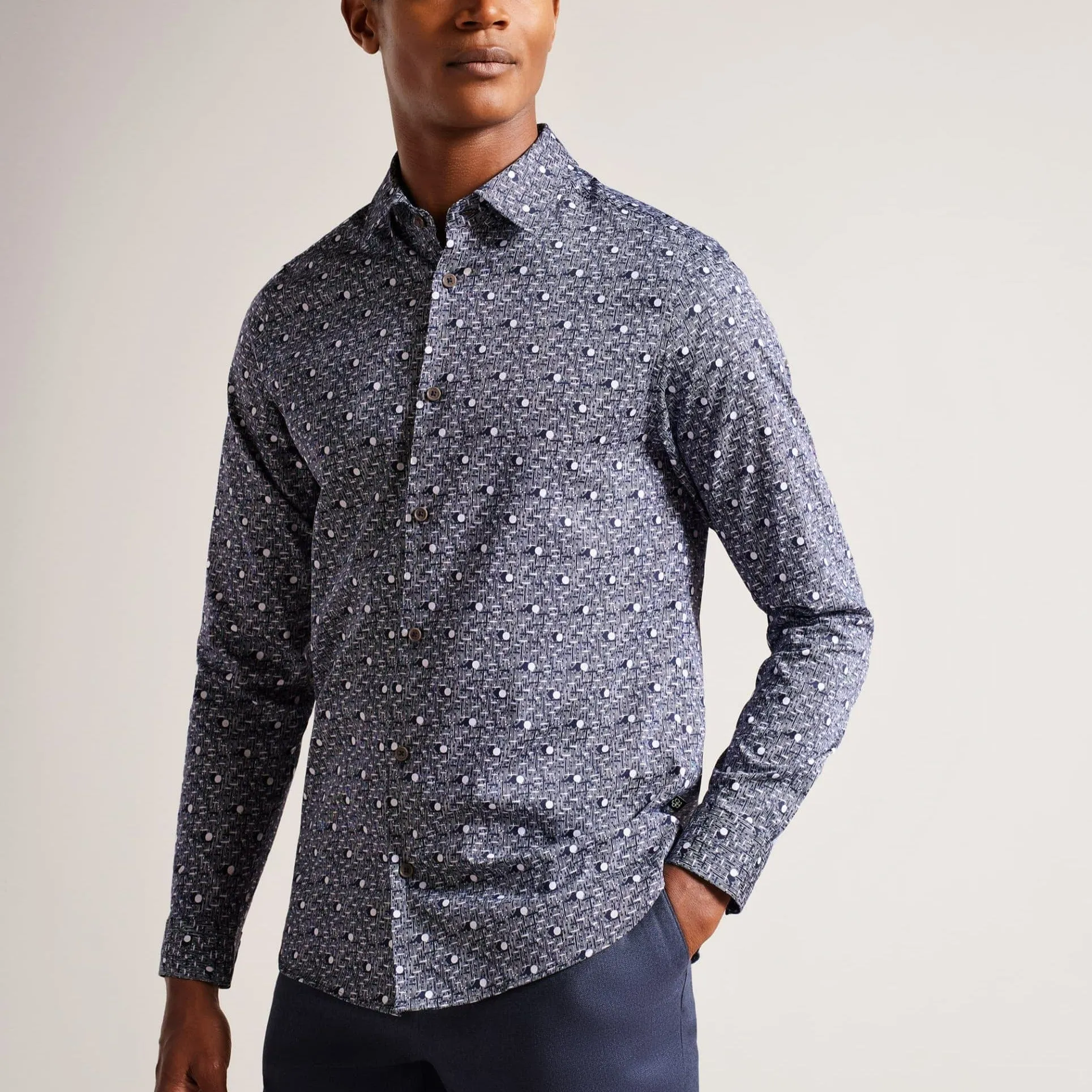 Ted Baker Maccle Printed Shirt Navy