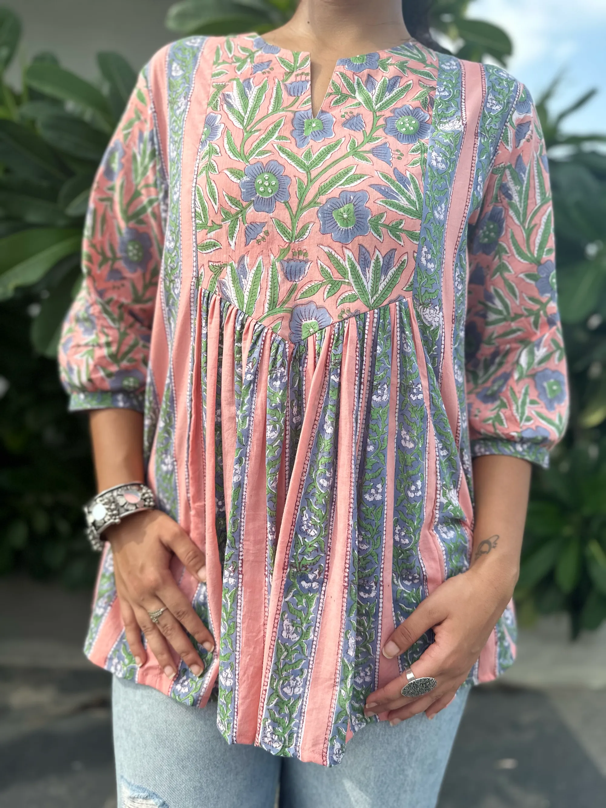 Warm Peony Gather Short Kurti