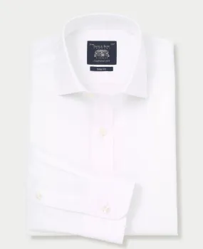 White Cotton Twill Slim Fit Non-Iron Shirt - Single Cuff