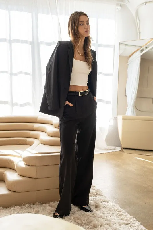 Wide Leg Slacks - Black